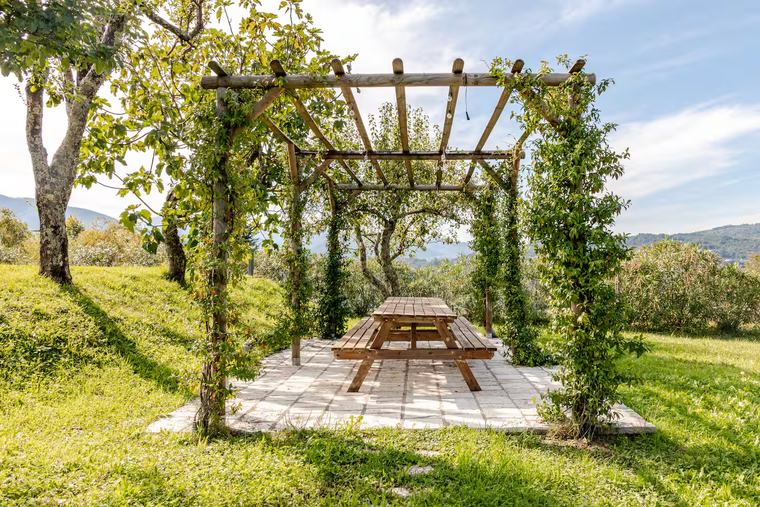 Pergola con tavolo all'aperto